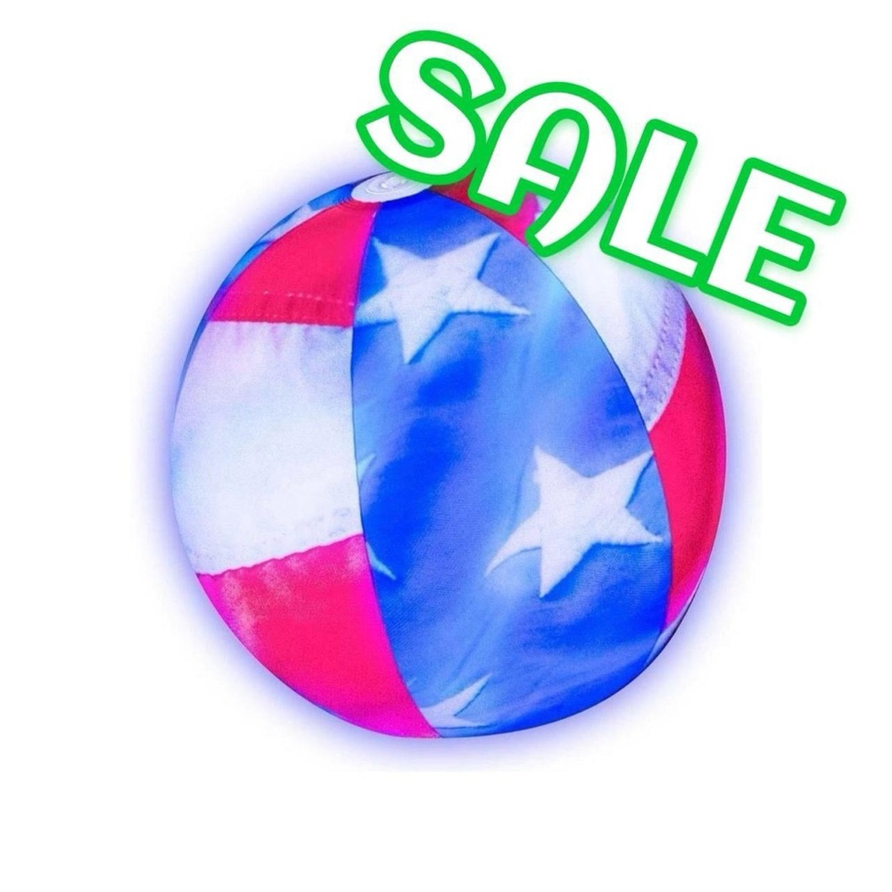 ‼️FINAL CLEARANCE ‼️Stars & Stripes Illuminated LED Jumbo Pool Beach Ball NEW